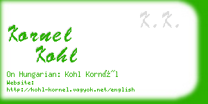 kornel kohl business card